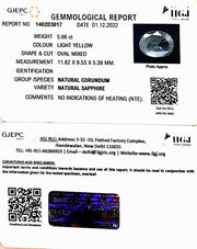 5.66/CT Natural Ceylonese Pukhraj with Govt Lab Certificate-YELSA9U